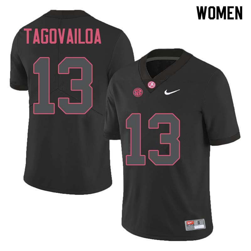 Women #13 Tua Tagovailoa Alabama Crimson Tide College Football Jerseys Sale-Black
